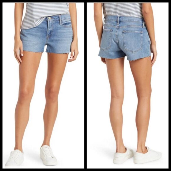 💕FRAME💕 Le Cut Off Denim Shorts Raw Fray Hem ~ Bixby Blue 29 NWT